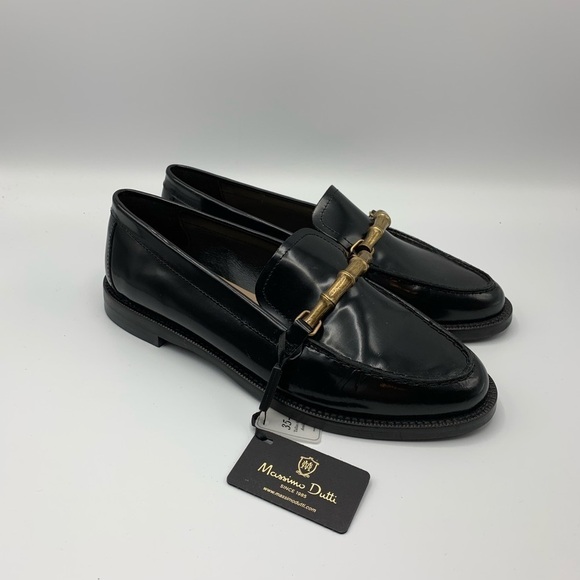 NWT. Massimo Dutti Black Leather Loafers. Size 5. - Picture 3 of 8